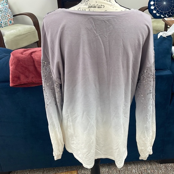 Sequin dusty purple ombré long sleeved top - Picture 3 of 4